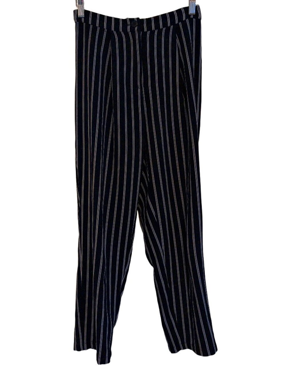 H&M Divided Navy Stripe Women's Dress Pants Size 2 Elastic Zip High Waisted Cute